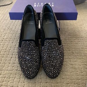 Stuart Weitzman black suede and silver beads